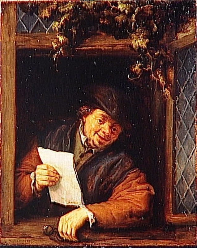 Uomo con lettera alla finestra